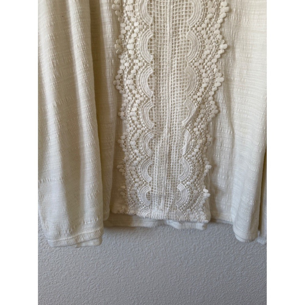 Thomas Olivia Plus‎ Size 1X Ivory Cream Lace Trim Boho Bell Sleeve Blouse Top - Picture 7 of 16